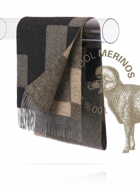 JACQUARD CHARCOAL, длиный ШАРФ из мягчайшей шерсти MERINOS из пряжи средней тяжести, коллекционная линия CONFRONTATION (Собственный Взгляд) FJq.W255_5100302.08/CHAR